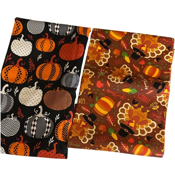 Other - 2 Yards Thanksgiving Fall Fabric Bundle Pumpkins Turkeys 44 Inch Wide Cotton